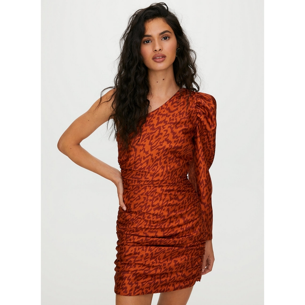 Aritzia One-Shoulder Orange Dress